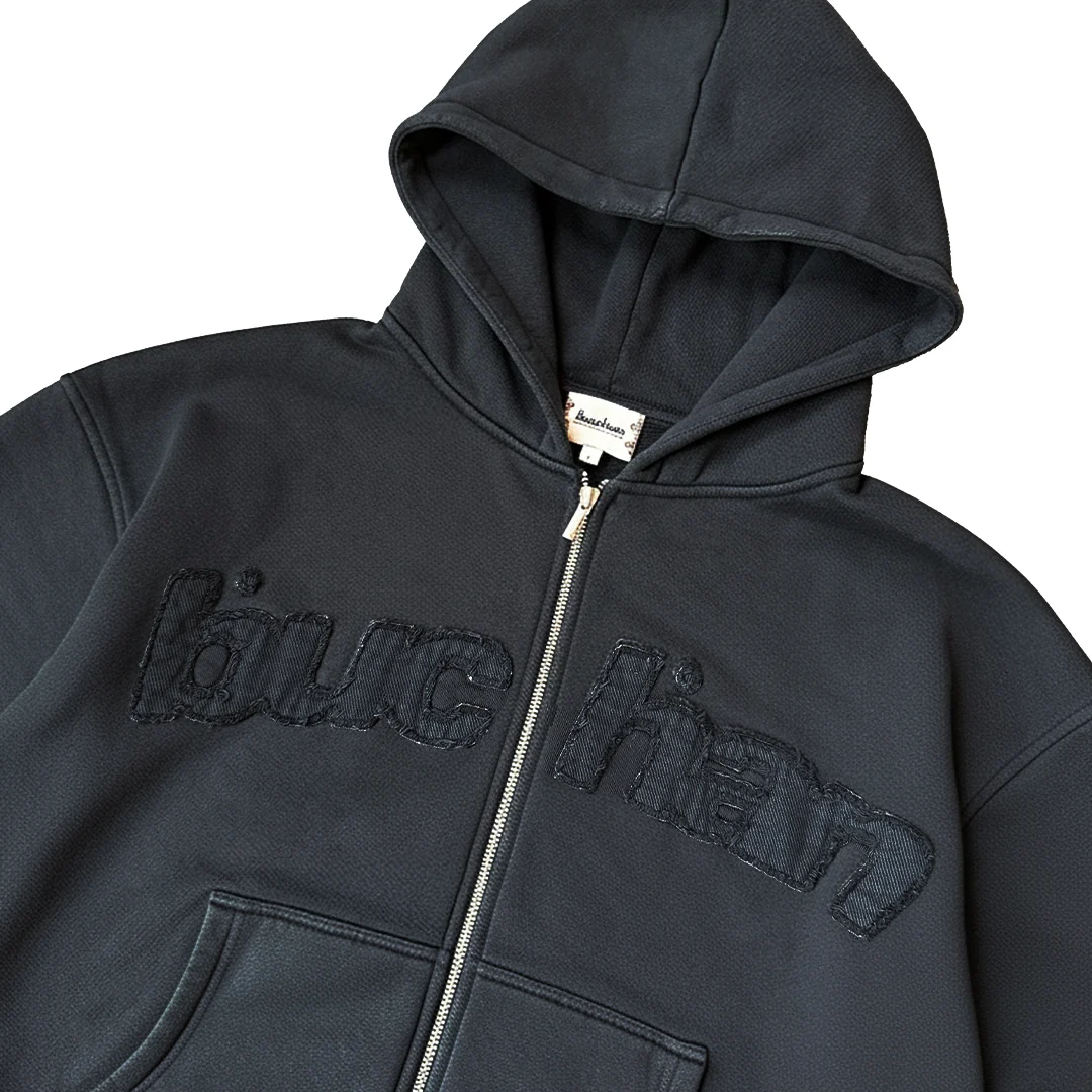 Distressed Big Logo Zip - Black - Image 3