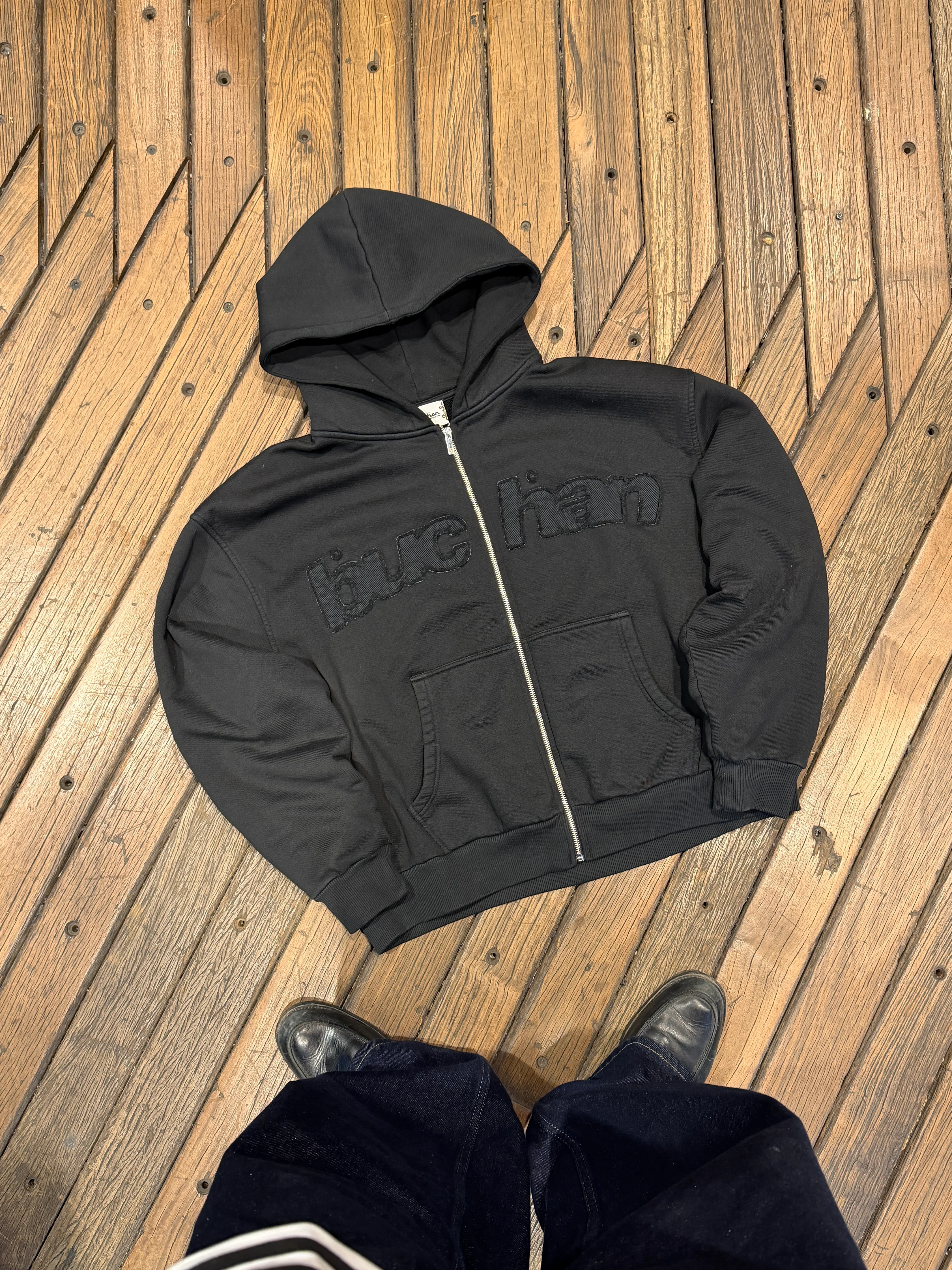 Distressed Big Logo Zip - Black - Image 7