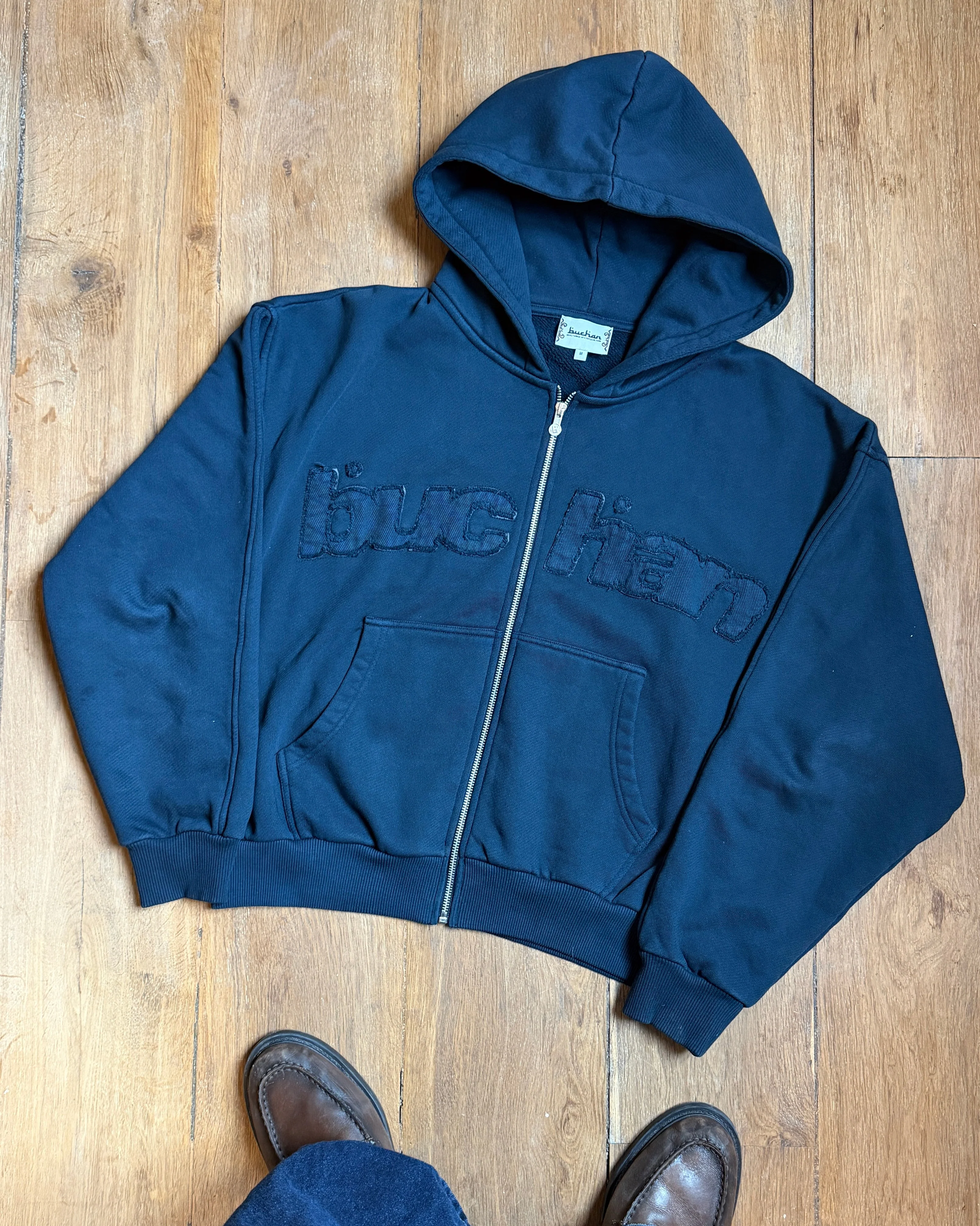 Distressed Big Logo Zip - Navy - Image 6