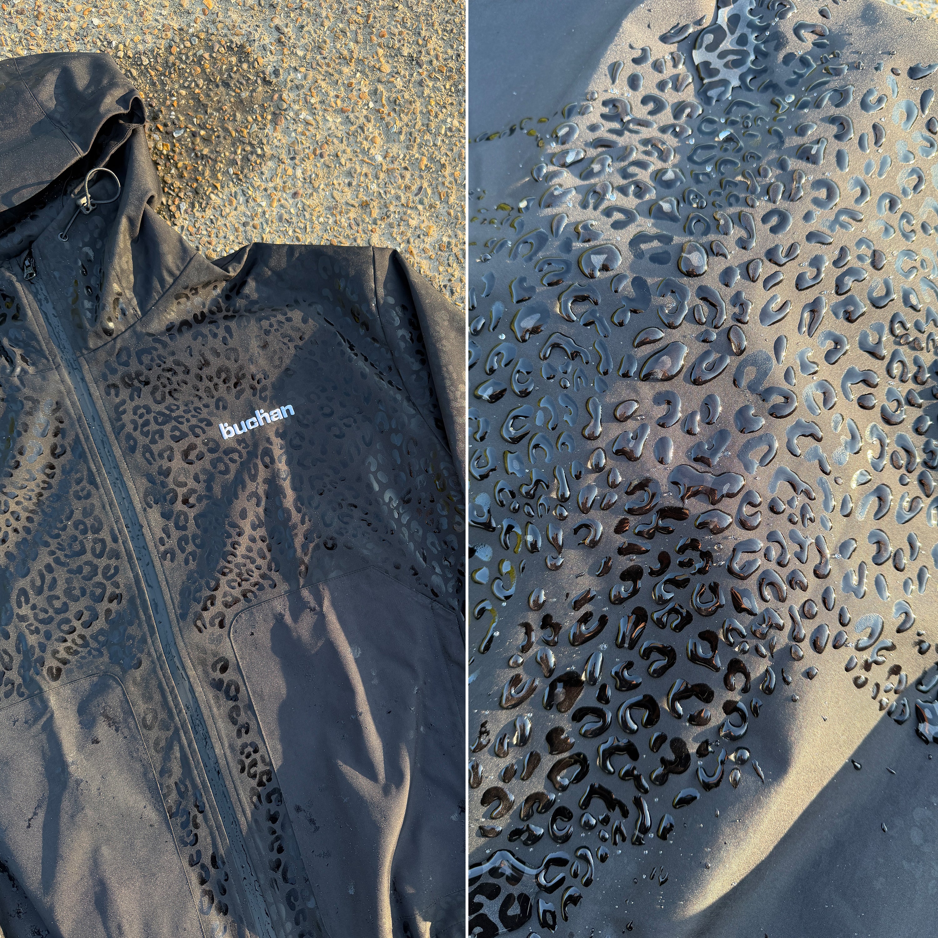 Water Reactive Cheetah Rain Jacket - Black - Image 6