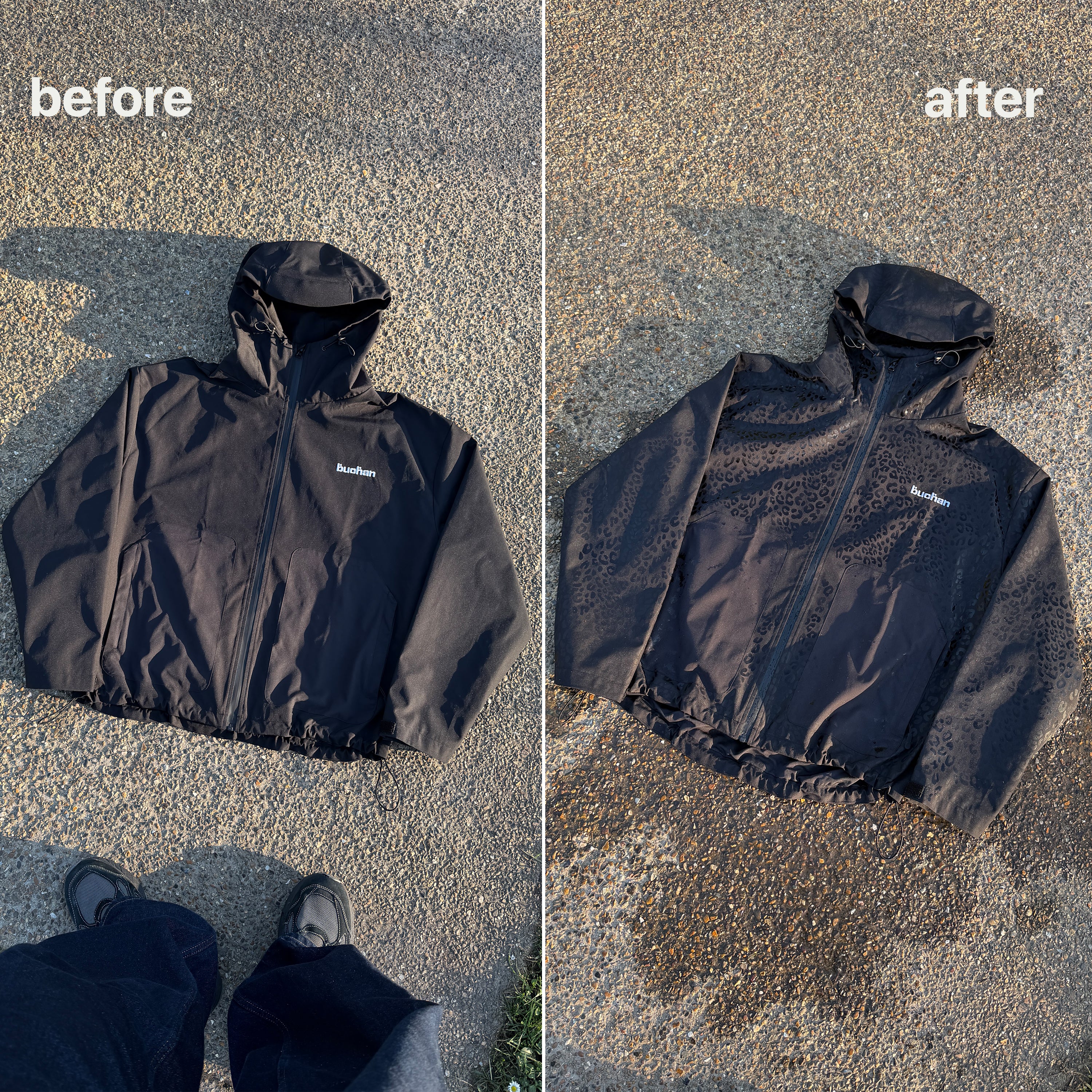 Water Reactive Cheetah Rain Jacket - Black - Image 7